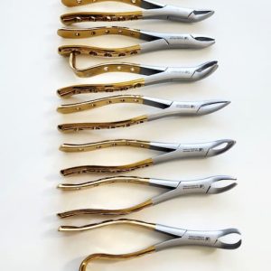 Extracting Forceps / American / Gold Handle with Hole Set of 11