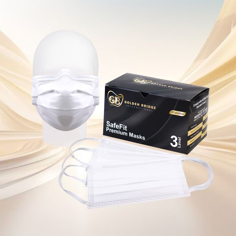 Astm Level 3 Masks, Premium Extra Soft Fabric/ Special 3 Folds, special 4 layers, BFE ≥ 98%, with Special 6mm White Flat Earloop/ 50 Pcs /Box